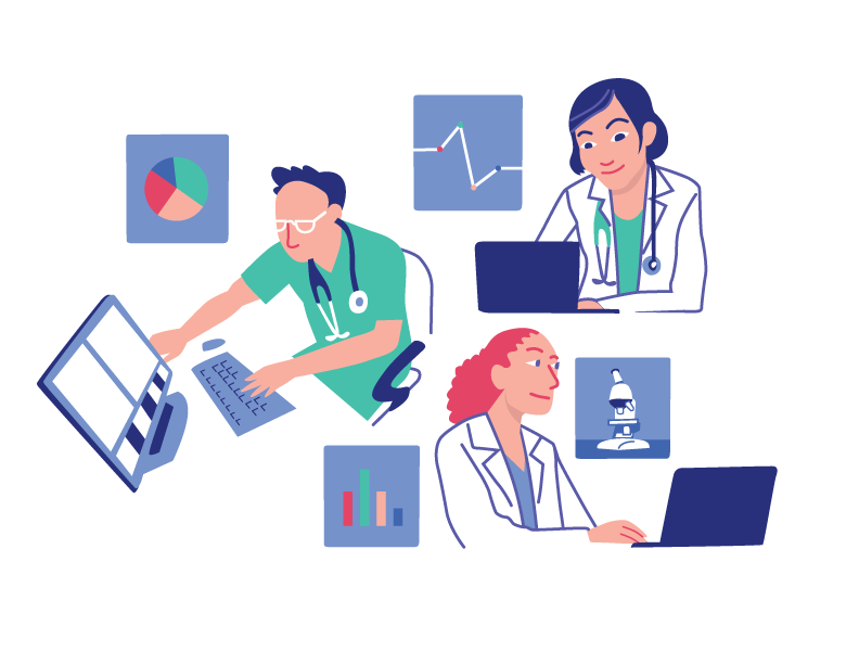 Medical researchers collaborating